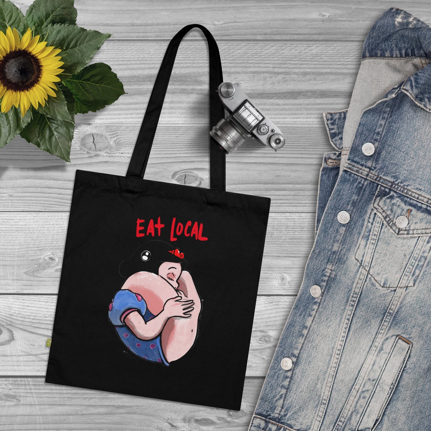 SNOW WHITE Eat Local - Organic Tote Bag