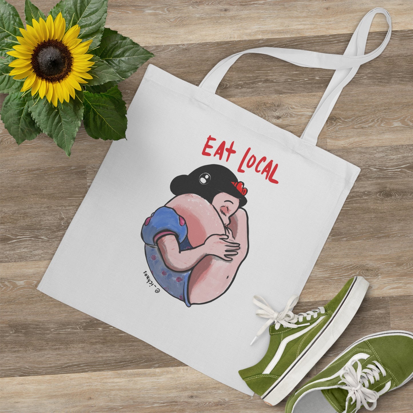 SNOW WHITE Eat Local — 100% Cotton Shopper